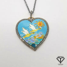 Load image into Gallery viewer, Pave Diamond Heart Enamel Pendant, Enamel Pendant, Handmade Jewelry
