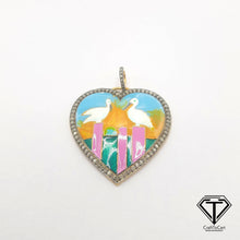 Load image into Gallery viewer, Pave Diamond Heart Enamel Pendant, Enamel Pendant, Handmade Jewelry
