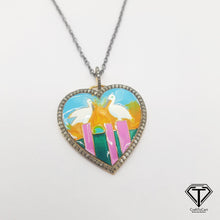 Load image into Gallery viewer, Pave Diamond Heart Enamel Pendant, Enamel Pendant, Handmade Jewelry
