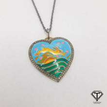 Load image into Gallery viewer, Pave Diamond Heart Enamel Pendant, Enamel Pendant, Handmade Jewelry
