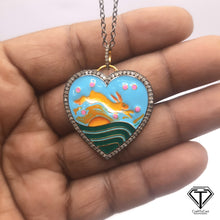 Load image into Gallery viewer, Pave Diamond Heart Enamel Pendant, Enamel Pendant, Handmade Jewelry
