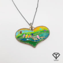 Load image into Gallery viewer, Pave Diamond Heart Enamel Pendant, Enamel Pendant, Handmade Jewelry
