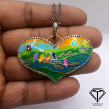 Load image into Gallery viewer, Pave Diamond Heart Enamel Pendant, Enamel Pendant, Handmade Jewelry
