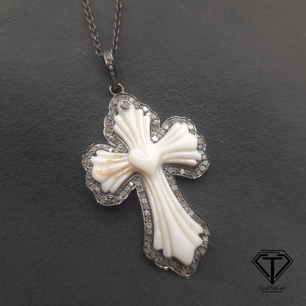 Cross Pendant, 92.5 Sterling Silver Pendant, Mother of Pearl Pendant, Gift For Her, Hippie Pendant, Exquisite Gift, Ultimate Jewelry