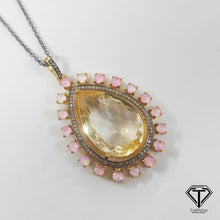 Load image into Gallery viewer, Pave Natural Citrine Pendant, Pave Diamond Pendant, Pave Diamond Jewelry
