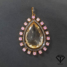 Load image into Gallery viewer, Pave Natural Citrine Pendant, Pave Diamond Pendant, Pave Diamond Jewelry
