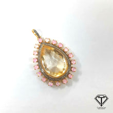 Load image into Gallery viewer, Pave Natural Citrine Pendant, Pave Diamond Pendant, Pave Diamond Jewelry
