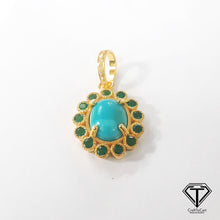 Load image into Gallery viewer, Pave Natural Turquoise Pendant, Pave Diamond heart Pendant, Pave Diamond Jewelry
