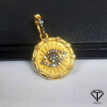 Load image into Gallery viewer, Evil Eye Pendant, Pave Diamond Round Pendant, 925 Sterling Silver, Diamond Jewelry
