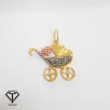 Load image into Gallery viewer, Pave Diamond Baby Trolley Pendant, Pave Diamond Baby Pendant, 925 Sterling Silver, Diamond Jewelry
