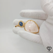 Load image into Gallery viewer, Pave Diamond Blue Sapphire &amp; Scolecite Pendant, Pave Diamond Round Pendant, 925 Sterling Silver, Diamond Jewelry
