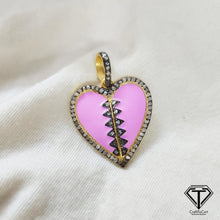 Load image into Gallery viewer, 925 Sterling Silver Pave Diamond Heart Pendant, Natural Ruby Heart Pendant, Diamond Heart Pendant, Pave Diamond Pendant
