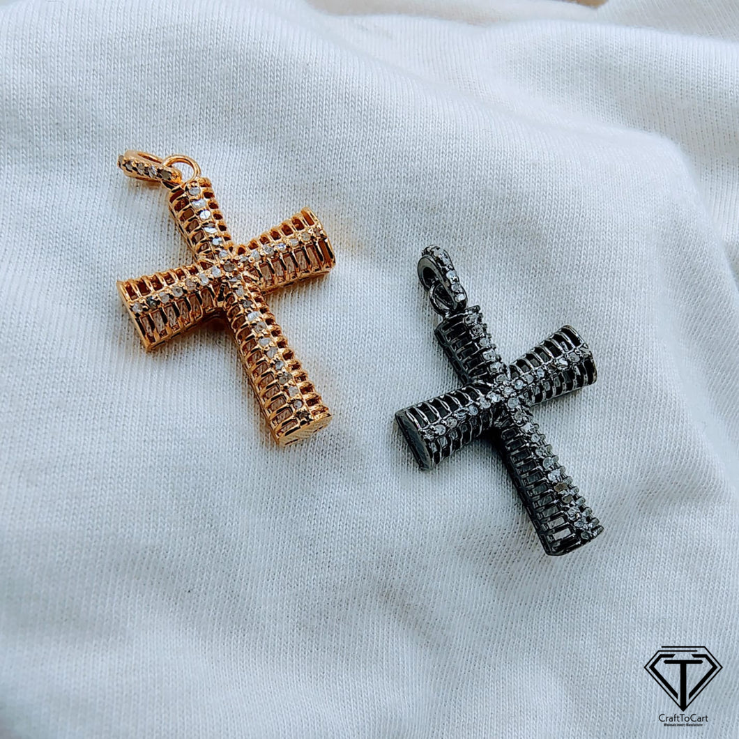 Cross Pendant, Pave Diamond Cross Pendant, Handmade Jewelry