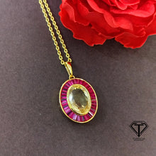 Load image into Gallery viewer, Pave Natural Citrine Pendant, Pave Diamond Pendant, Pave Diamond Jewelry
