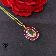 Load image into Gallery viewer, Pave Natural Citrine Pendant, Pave Diamond Pendant, Pave Diamond Jewelry
