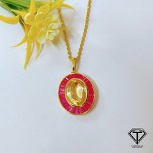 Load image into Gallery viewer, Pave Natural Citrine Pendant, Pave Diamond Pendant, Pave Diamond Jewelry
