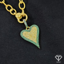 Load image into Gallery viewer, Handmade Sterling Silver Pave Diamond Heart Pendant
