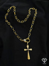 Load image into Gallery viewer, Pave Diamond Cross Pendant With Chain &amp; Lock: Sterling Silver Handmade Jewelry
