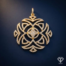 Load image into Gallery viewer, Pave Diamond Pendant: Sterling Silver Round Floral Design
