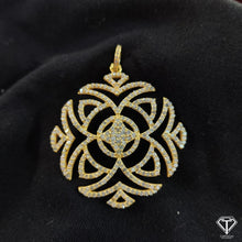 Load image into Gallery viewer, Pave Diamond Pendant: Sterling Silver Round Floral Design
