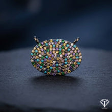 Load image into Gallery viewer, Multicolor Stone Oval Pendant: Pave Diamond Sterling Silver, Handmade
