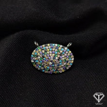 Load image into Gallery viewer, Multicolor Stone Oval Pendant: Pave Diamond Sterling Silver, Handmade

