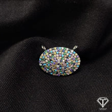 Load image into Gallery viewer, Multicolor Stone Oval Pendant: Pave Diamond Sterling Silver, Handmade
