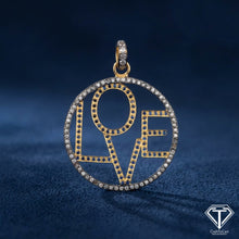 Load image into Gallery viewer, Pave Diamond Love Initial Pendant: Sterling Silver, 29mm
