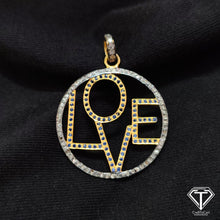 Load image into Gallery viewer, Pave Diamond Love Initial Pendant: Sterling Silver, 29mm

