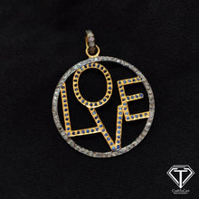 Load image into Gallery viewer, Pave Diamond Love Initial Pendant: Sterling Silver, 29mm
