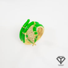 Load image into Gallery viewer, Snake Enamel Ring, Beautiful Minimalist Enamel Ring With Natural Uncut Diamond
