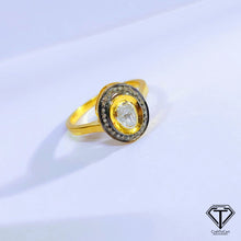 Load image into Gallery viewer, Pave Diamond Polki Ring, Beautiful Minimalist Ring With Natural Uncut Diamond
