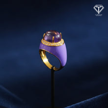 Load image into Gallery viewer, Amethyst Diamond Ring: Handmade Sterling Silver Jewelry
