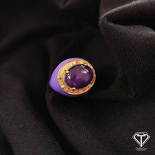 Load image into Gallery viewer, Amethyst Diamond Ring: Handmade Sterling Silver Jewelry
