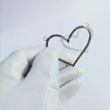 Load and play video in Gallery viewer, Pave Diamond Silver Heart Pendant Connector, Heart Connector, Heart Pendant
