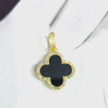 Load and play video in Gallery viewer, Sterling Silver Black Onyx Flower Pendant: Pave Diamond Charm

