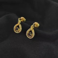 Load and play video in Gallery viewer, Pave Diamond Black Spinal Stud Earrings: Sterling Silver
