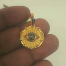 Load and play video in Gallery viewer, Evil Eye Pendant, Pave Diamond Round Pendant, 925 Sterling Silver, Diamond Jewelry
