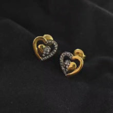 Load and play video in Gallery viewer, Pave Diamond Heart Earrings: Sterling Silver Findings

