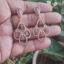 Load and play video in Gallery viewer, Drop Earrings, Pave Diamond Earrings, Modern Stylish Earring
