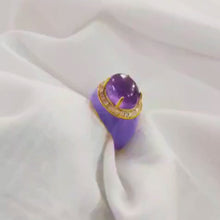 Load and play video in Gallery viewer, Amethyst Diamond Ring: Handmade Sterling Silver Jewelry
