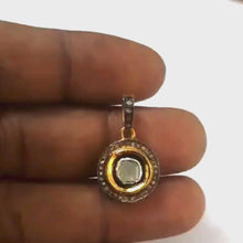 Load and play video in Gallery viewer, Pave Diamond Polki Round Pendant, Pave Polki Pendant, 925 Sterling Silver, Diamond Jewelry
