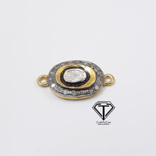 Load image into Gallery viewer, Pave Diamond Oval Polki Connector ,Oval Charm Connector
