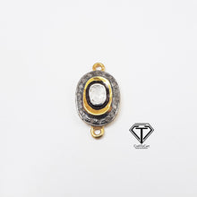 Load image into Gallery viewer, Pave Diamond Oval Polki Connector ,Oval Charm Connector
