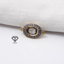 Load image into Gallery viewer, Pave Diamond Oval Polki Connector ,Oval Charm Connector
