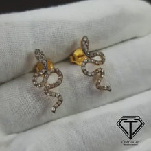 Load and play video in Gallery viewer, Pave Diamond Snake Stud Earrings, Pave Diamond Earrings
