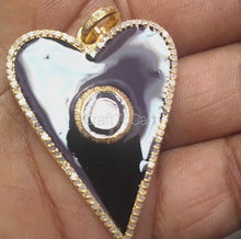 Load and play video in Gallery viewer, Pave Diamond Enamel Polki Heart  Pendant, Heart Pendant, Love Pendant
