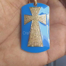 Load and play video in Gallery viewer, Pave Diamond Rectangle Cross Enamel Pendant
