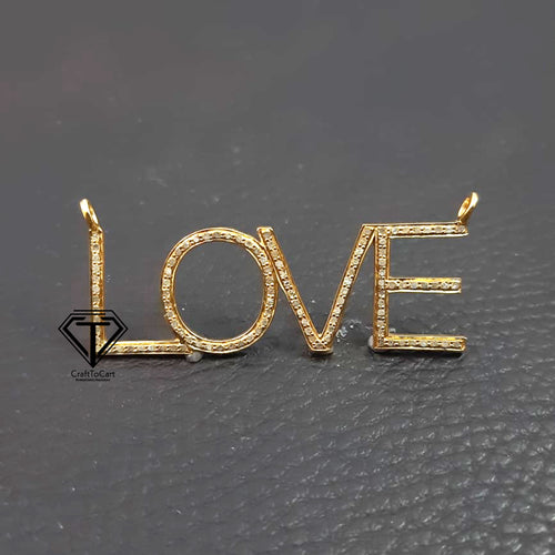 Pave Diamond LOVE Connector, Pave Diamond Love Connector, Diamond Connector - CraftToCart