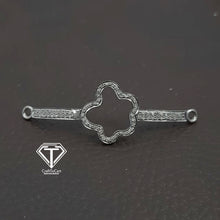 Load image into Gallery viewer, Flower Connector, Pave Diamond Flower Curved Bar Connector
